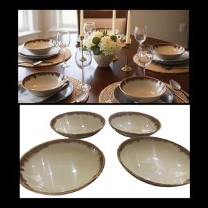 4 Dudson Handcrafted 15oz Round Harvest England Glaze Bowl Ceramic Linen 8”W